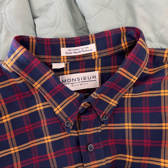 Givenchy Monsieur Plaid Single Needle Short Sleeve Button Down Shirt 2X Big - Picture 7 of 8